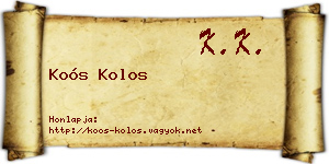 Koós Kolos névjegykártya